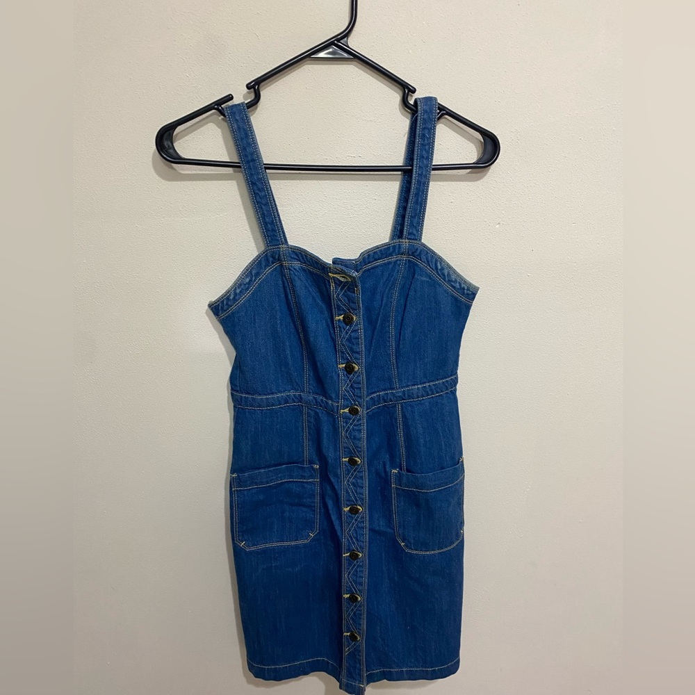 Vintage Old Navy Button Up Jean Denim Dress Women Size 0
